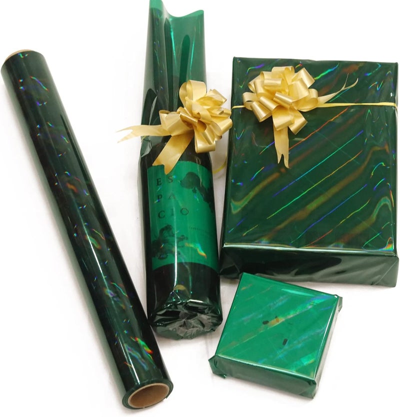 CMFYHM Iridescent Green Cellophane Wrap Roll I 34 In Wide X 50 Ft Long I Colorful Cello Perfect For Baskets,Gifts, Treats,Birthday Holiday Wedding Floral, Party Arts Crafts Decoration (Green) - Image 3